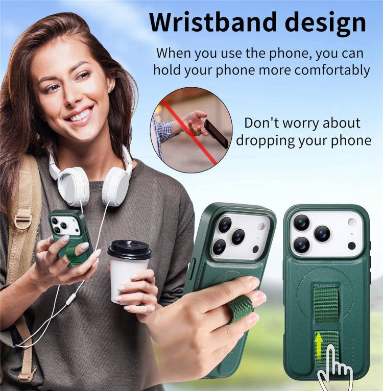 For iPhone 17 Pro Max CaseNeo Finger Grip Strap MagSafe Leather Phone Case