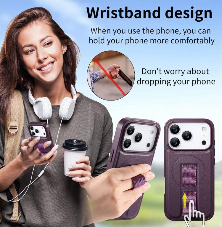 For iPhone 17 Pro Max CaseNeo Finger Grip Strap MagSafe Leather Phone Case