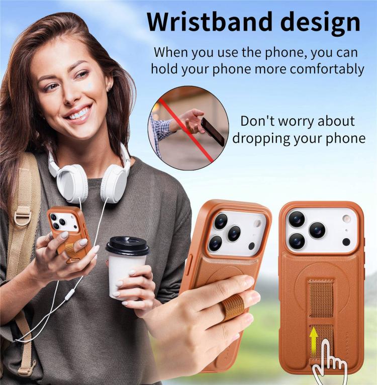 For iPhone 17 Pro CaseNeo Finger Grip Strap MagSafe Leather Phone Case