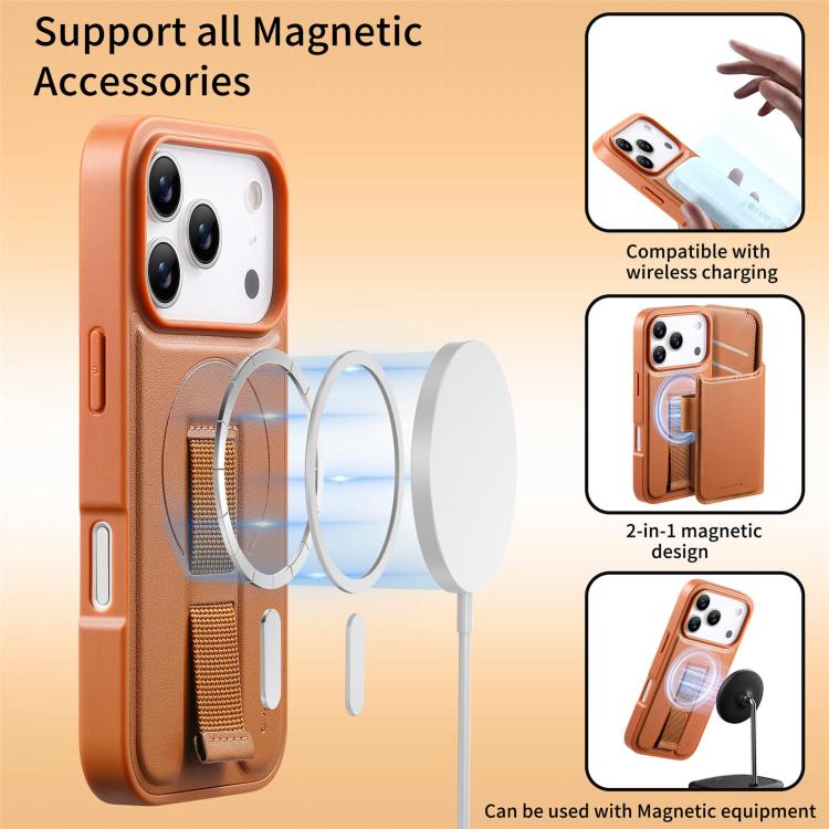 For iPhone 17 Pro CaseNeo Finger Grip Strap MagSafe Leather Phone Case