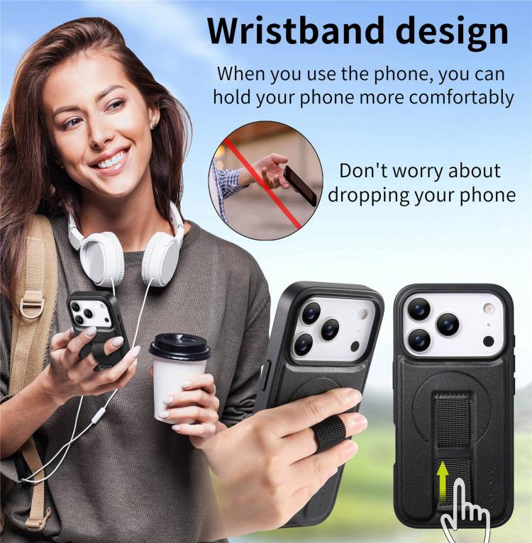 For iPhone 17 Pro CaseNeo Finger Grip Strap MagSafe Leather Phone Case