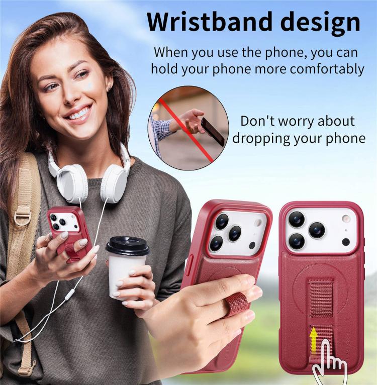 For iPhone 17 Pro CaseNeo Finger Grip Strap MagSafe Leather Phone Case