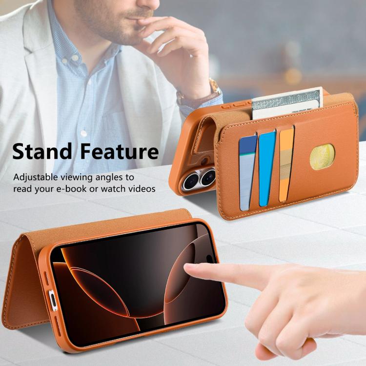 For iPhone 17 CaseNeo Finger Grip Strap MagSafe Leather Phone Case