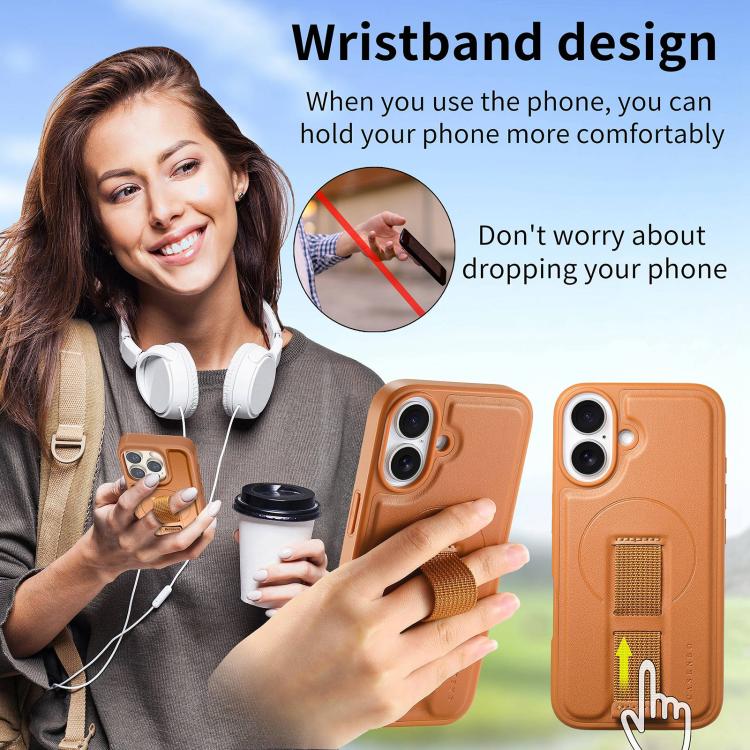 For iPhone 17 CaseNeo Finger Grip Strap MagSafe Leather Phone Case