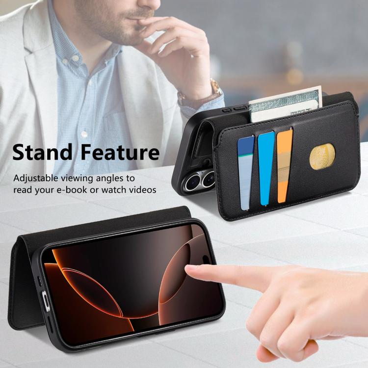 For iPhone 17 CaseNeo Finger Grip Strap MagSafe Leather Phone Case
