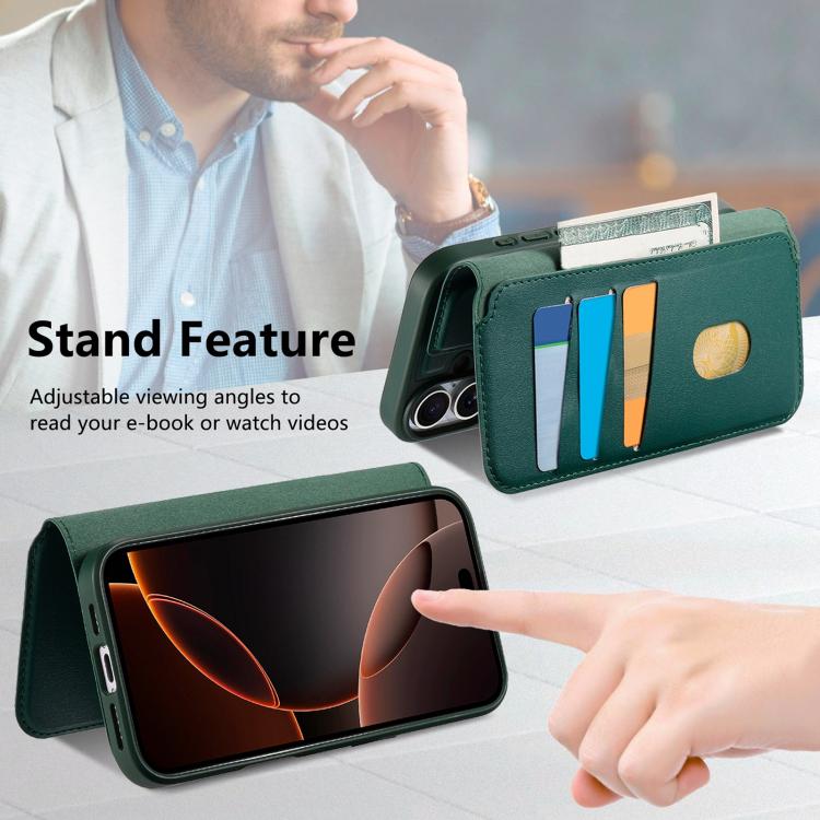 For iPhone 17 CaseNeo Finger Grip Strap MagSafe Leather Phone Case