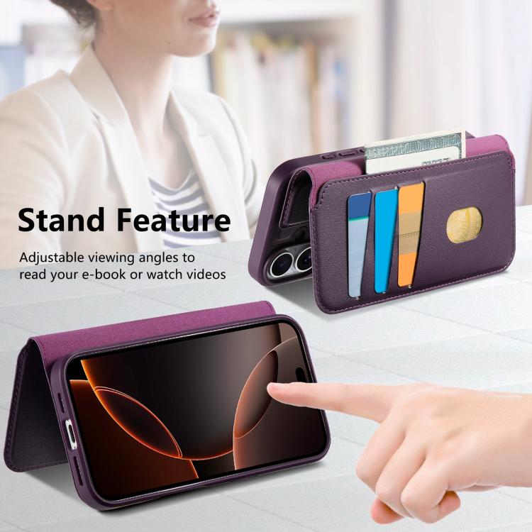 For iPhone 17 CaseNeo Finger Grip Strap MagSafe Leather Phone Case