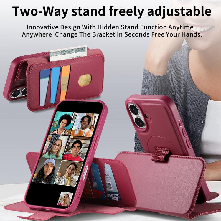 For iPhone 17 CaseNeo Finger Grip Strap MagSafe Leather Phone Case