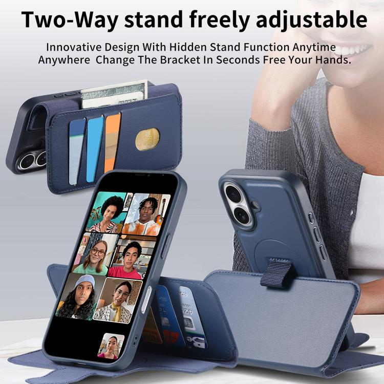 For iPhone 17 CaseNeo Finger Grip Strap MagSafe Leather Phone Case