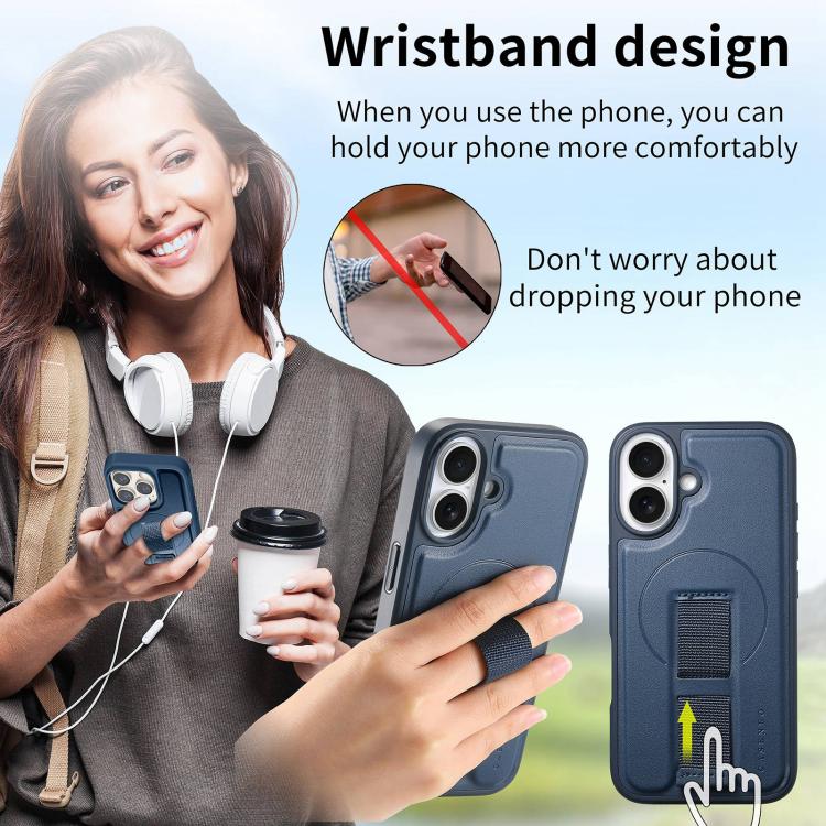 For iPhone 17 CaseNeo Finger Grip Strap MagSafe Leather Phone Case