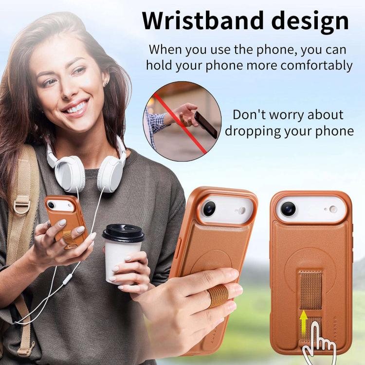 For iPhone Air CaseNeo Finger Grip Strap MagSafe Leather Phone Case