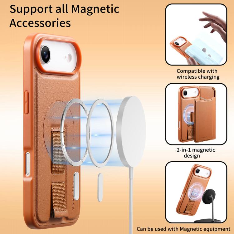 For iPhone Air CaseNeo Finger Grip Strap MagSafe Leather Phone Case