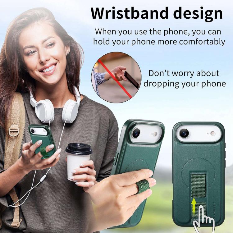 For iPhone Air CaseNeo Finger Grip Strap MagSafe Leather Phone Case