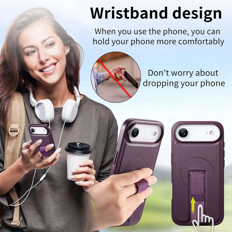 For iPhone Air CaseNeo Finger Grip Strap MagSafe Leather Phone Case
