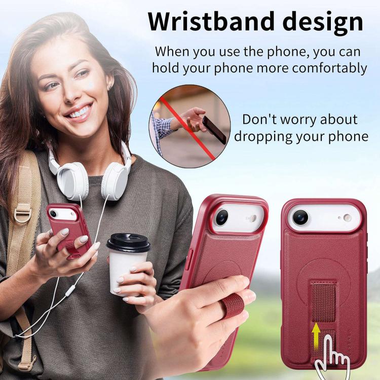 For iPhone Air CaseNeo Finger Grip Strap MagSafe Leather Phone Case