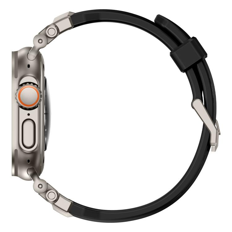For Apple Watch 46mm / 49mm / 45mm / 44mm Alloy Connector Silicone Watch Strap