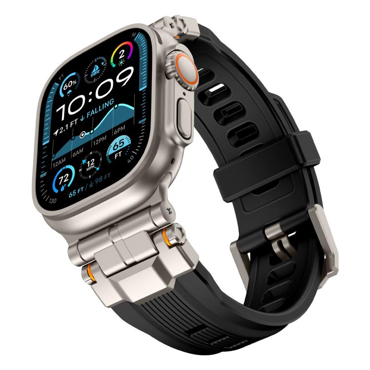 For Apple Watch 46mm / 49mm / 45mm / 44mm Alloy Connector Silicone Watch Strap