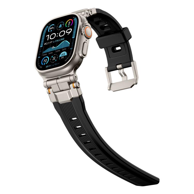 For Apple Watch 46mm / 49mm / 45mm / 44mm Alloy Connector Silicone Watch Strap