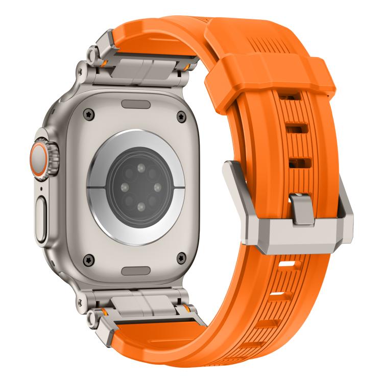For Apple Watch 46mm / 49mm / 45mm / 44mm Alloy Connector Silicone Watch Strap