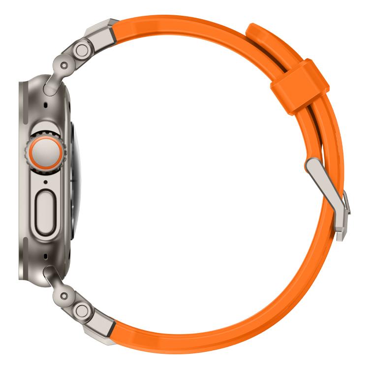 For Apple Watch 46mm / 49mm / 45mm / 44mm Alloy Connector Silicone Watch Strap