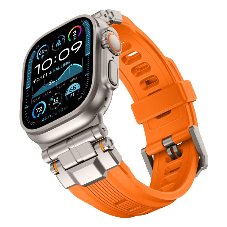 For Apple Watch 46mm / 49mm / 45mm / 44mm Alloy Connector Silicone Watch Strap