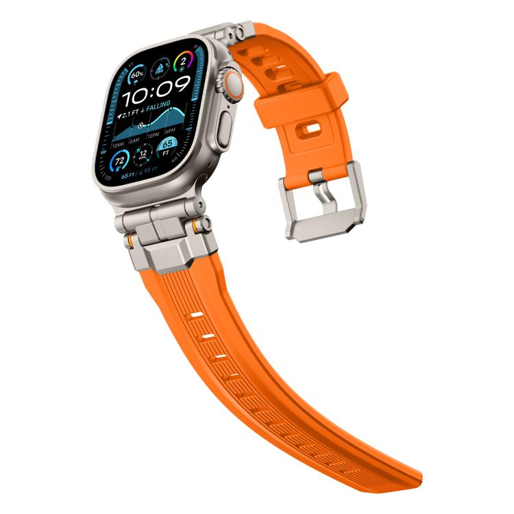 For Apple Watch 46mm / 49mm / 45mm / 44mm Alloy Connector Silicone Watch Strap