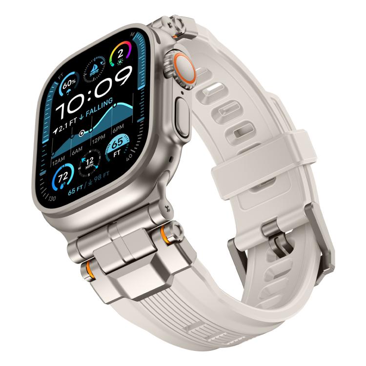 For Apple Watch 46mm / 49mm / 45mm / 44mm Alloy Connector Silicone Watch Strap