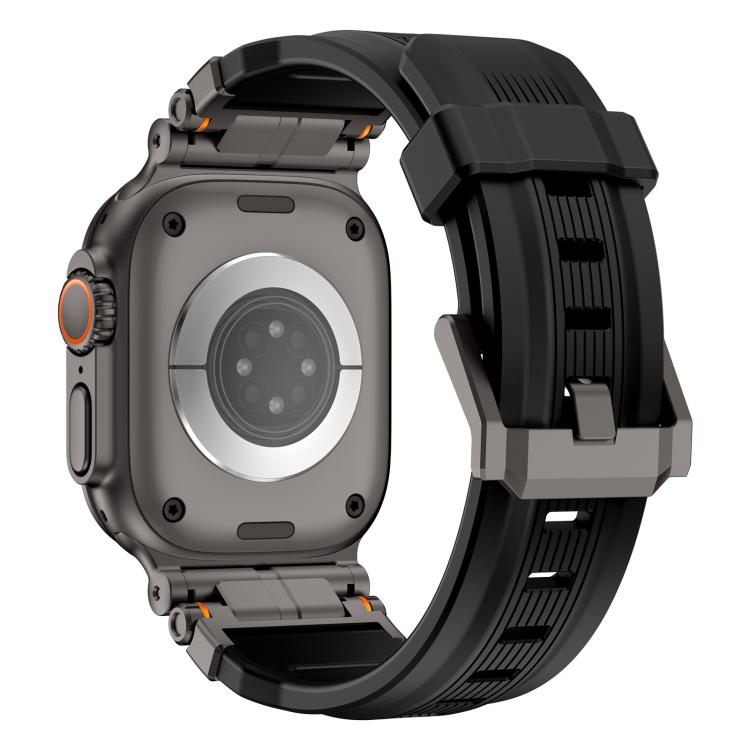 For Apple Watch 46mm / 49mm / 45mm / 44mm Alloy Connector Silicone Watch Strap