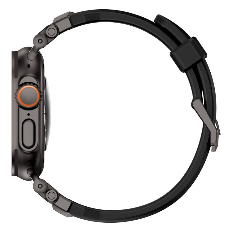 For Apple Watch 46mm / 49mm / 45mm / 44mm Alloy Connector Silicone Watch Strap