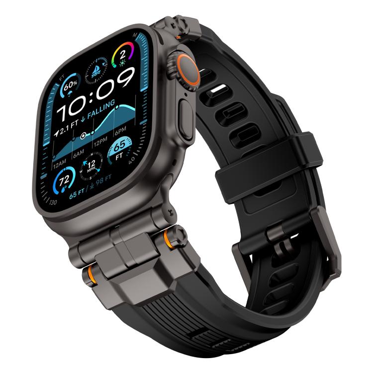 For Apple Watch 46mm / 49mm / 45mm / 44mm Alloy Connector Silicone Watch Strap