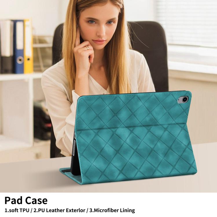 For iPad 11th 2025 / 10th 2022 Rhombus Embossed Leather Smart Tablet Case
