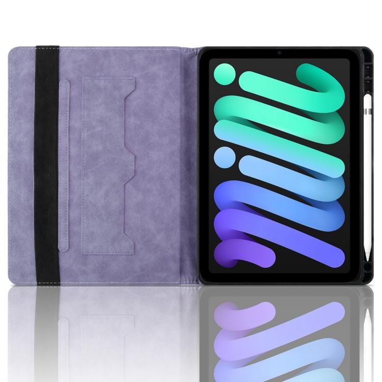 For iPad mini 6 / mini 2024 Rhombus Embossed Leather Smart Tablet Case