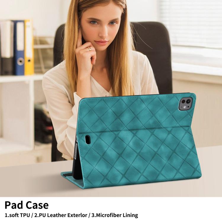 For iPad Pro 11 2025 / 2024 Rhombus Embossed Leather Smart Tablet Case