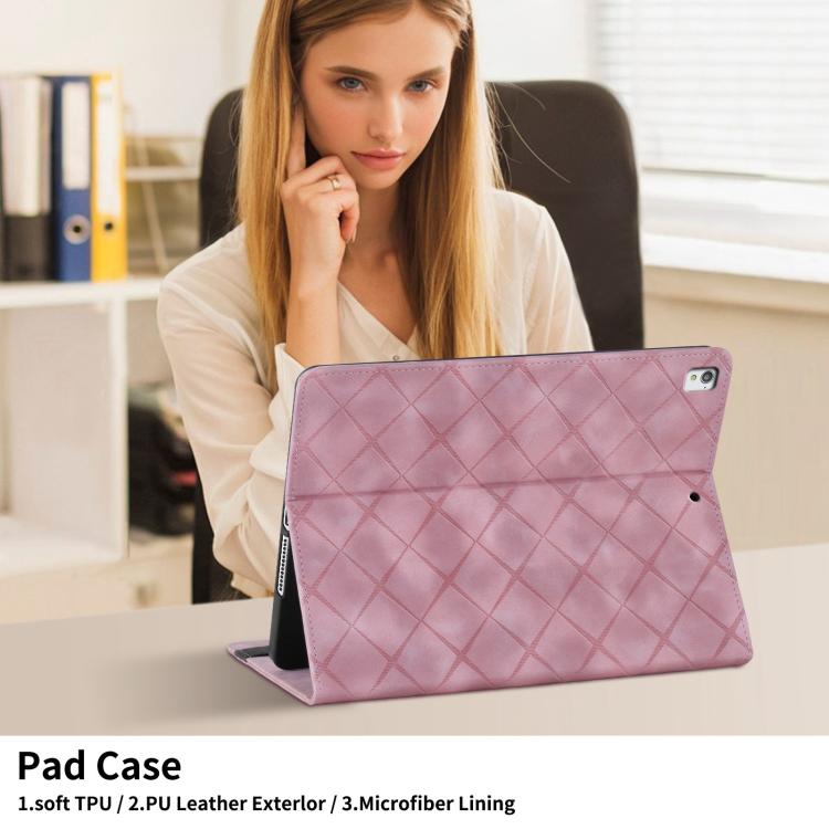 For iPad 10.2 2021 / Air 10.5 Rhombus Embossed Leather Smart Tablet Case