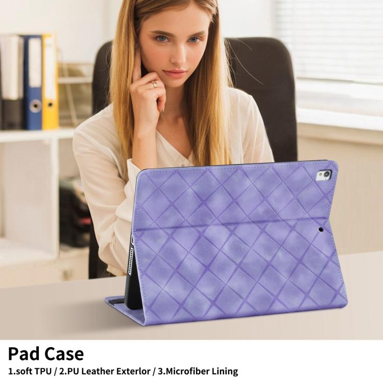 For iPad 10.2 2021 / Air 10.5 Rhombus Embossed Leather Smart Tablet Case