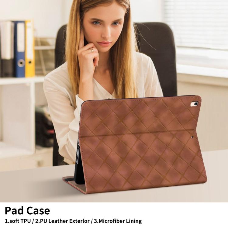 For iPad Air / Air 2 / 9.7 2017 / 2018 Rhombus Embossed Leather Smart Tablet Case