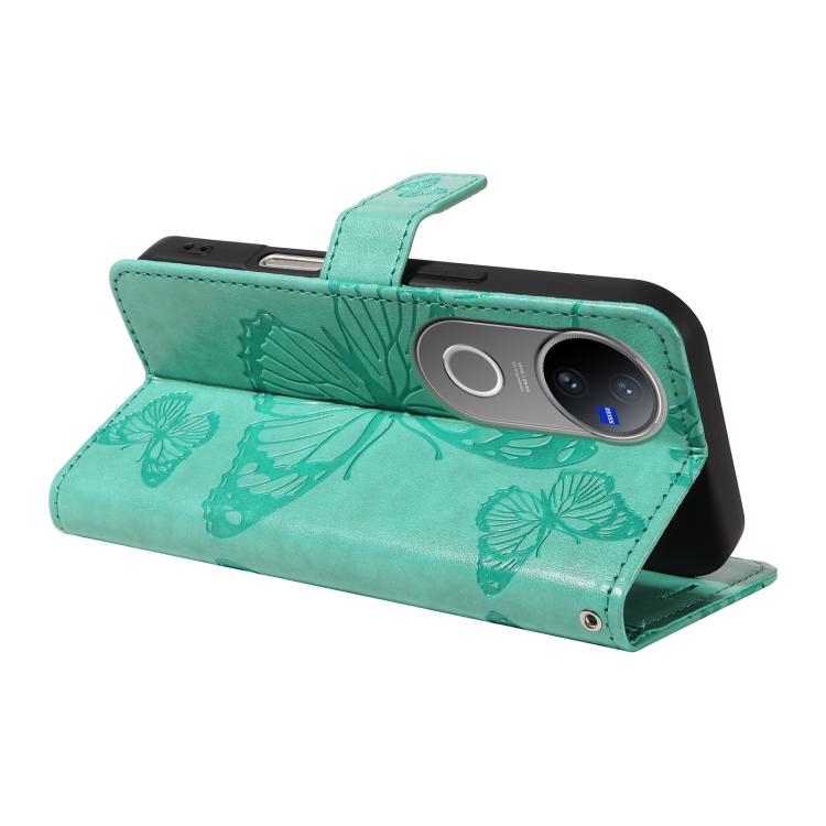 For vivo V50 5G Global 3D Butterfly Embossed Pattern Flip Leather Phone Case