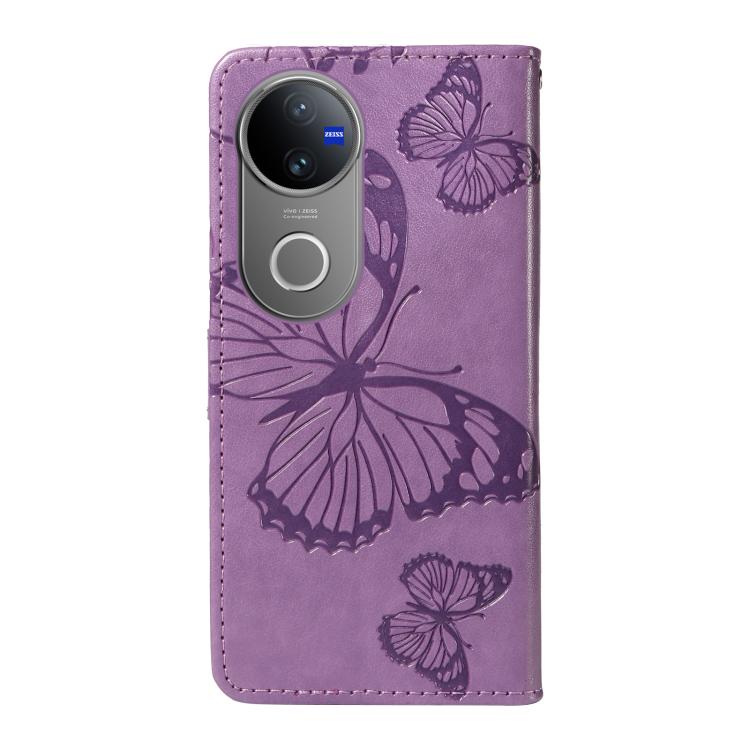 For vivo V50 5G Global 3D Butterfly Embossed Pattern Flip Leather Phone Case