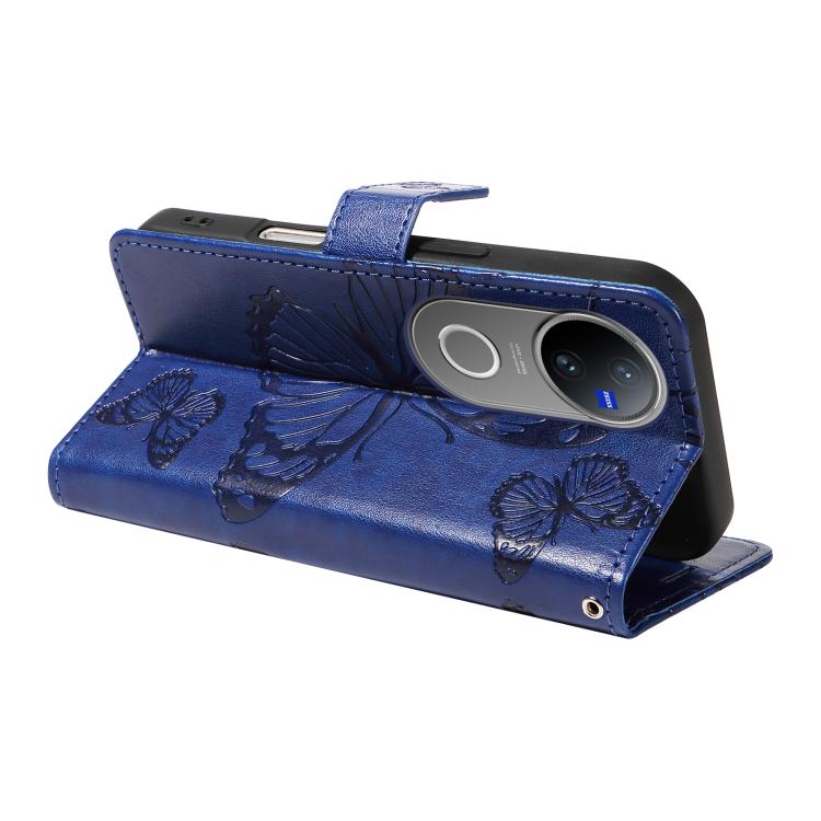 For vivo V50 5G Global 3D Butterfly Embossed Pattern Flip Leather Phone Case