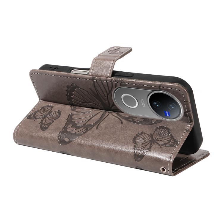 For vivo V50 5G Global 3D Butterfly Embossed Pattern Flip Leather Phone Case