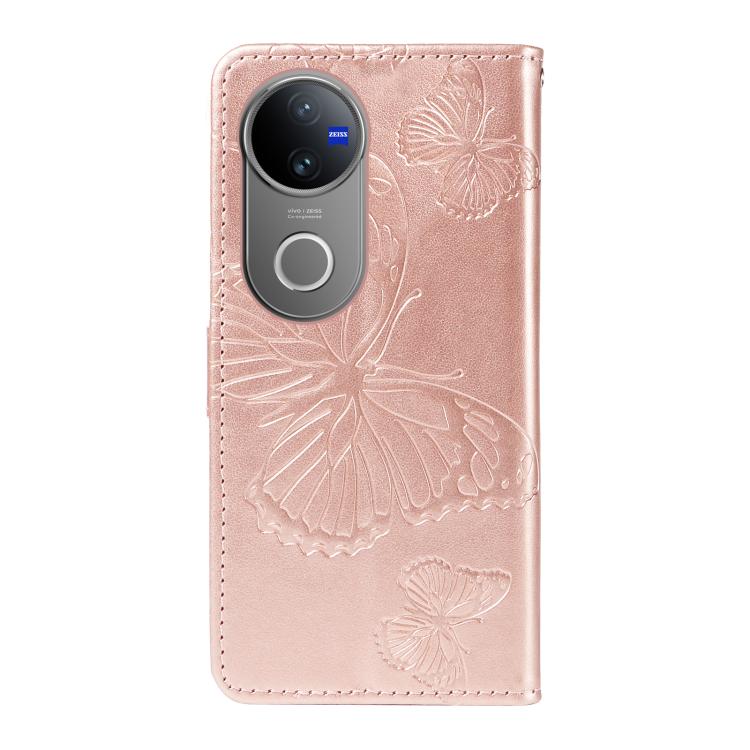 For vivo V50 5G Global 3D Butterfly Embossed Pattern Flip Leather Phone Case