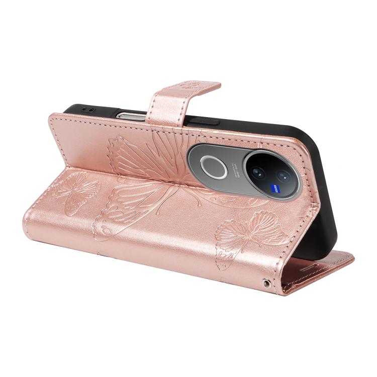 For vivo V50 5G Global 3D Butterfly Embossed Pattern Flip Leather Phone Case