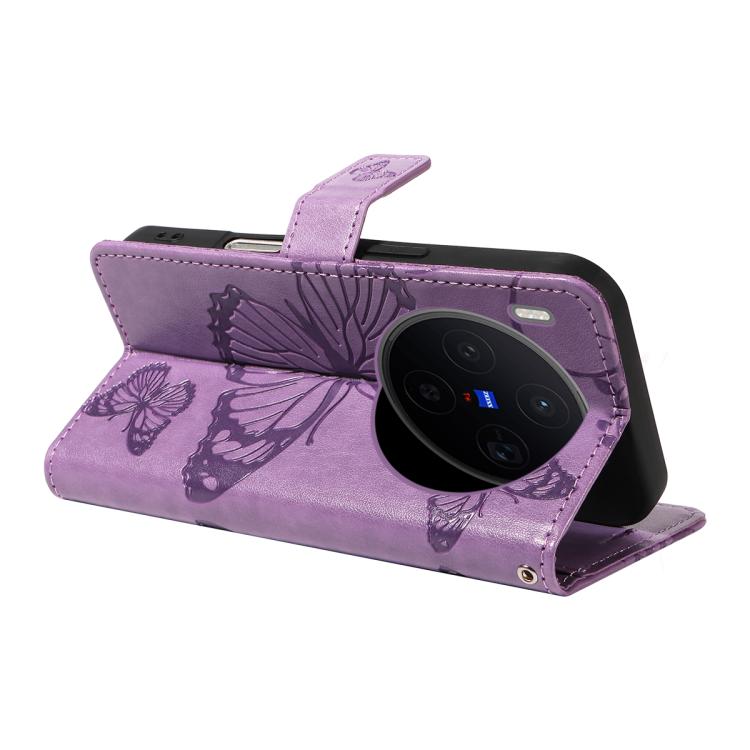 For vivo X300 3D Butterfly Embossed Pattern Flip Leather Phone Case