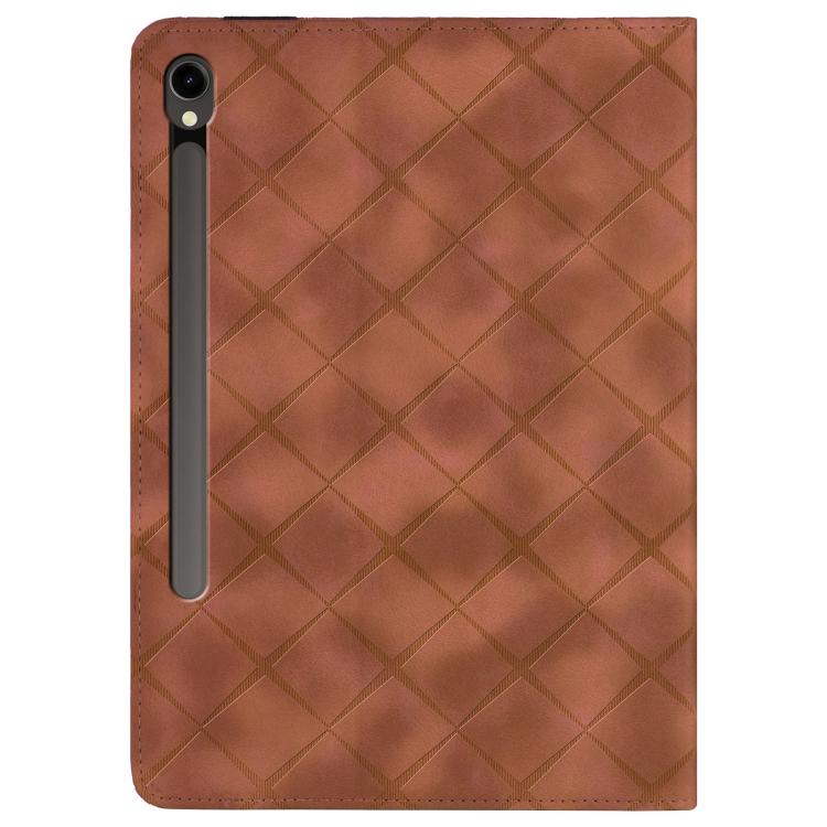 For Samsung Galaxy Tab S10 FE+ Rhombus Embossing Leather Tablet Case
