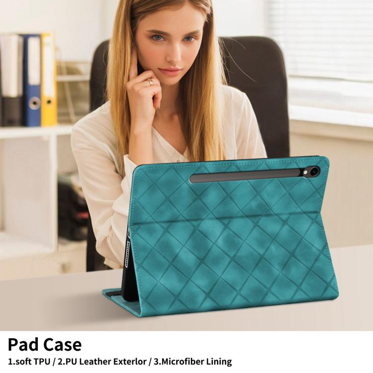 For Samsung Galaxy Tab S10 FE+ Rhombus Embossing Leather Tablet Case