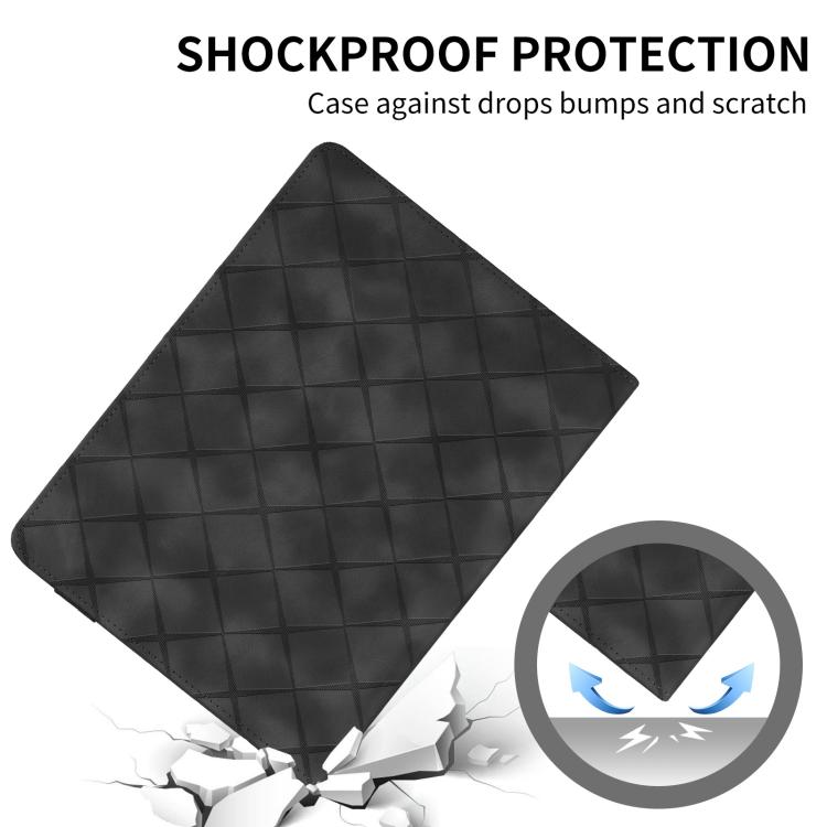 For Samsung Galaxy Tab S10 FE+ Rhombus Embossing Leather Tablet Case