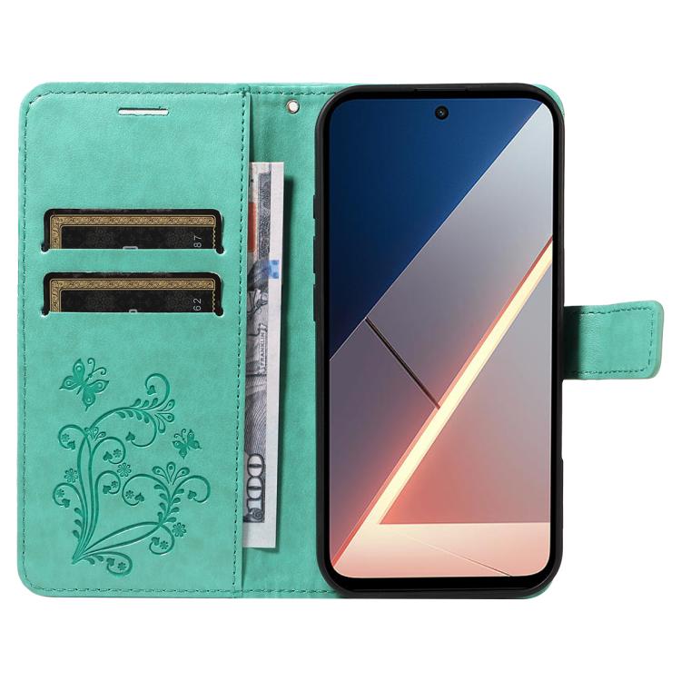 For Xiaomi Poco M7 4G 169mm 3D Butterfly Embossed Pattern Flip Leather Phone Case