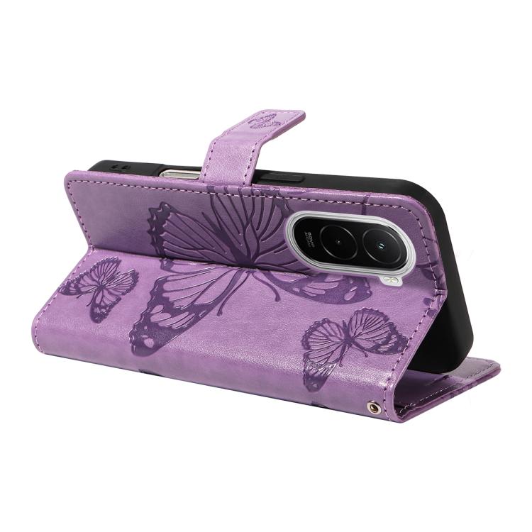 For Xiaomi Poco M7 4G 169mm 3D Butterfly Embossed Pattern Flip Leather Phone Case