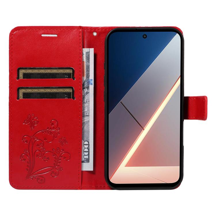 For Xiaomi Poco M7 4G 169mm 3D Butterfly Embossed Pattern Flip Leather Phone Case