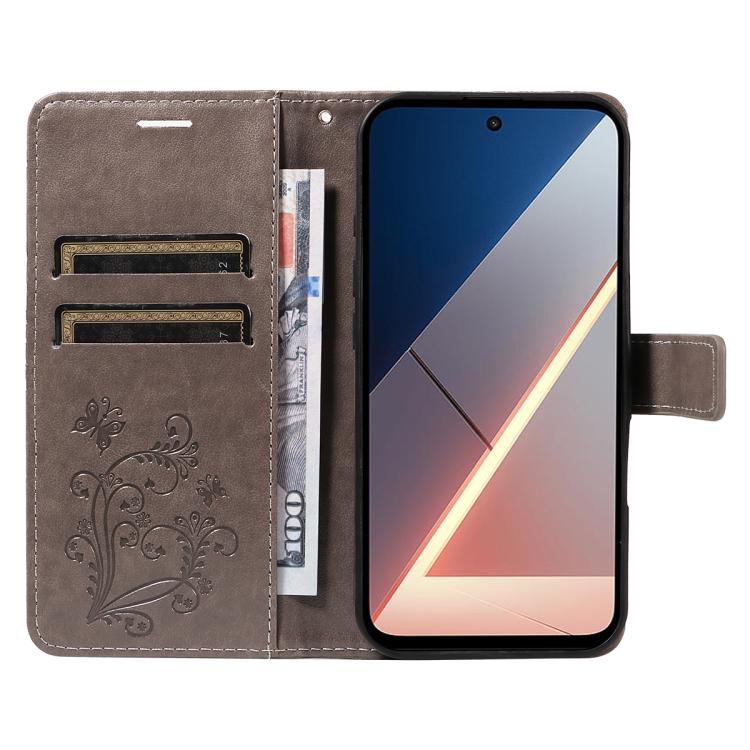 For Xiaomi Poco M7 4G 169mm 3D Butterfly Embossed Pattern Flip Leather Phone Case